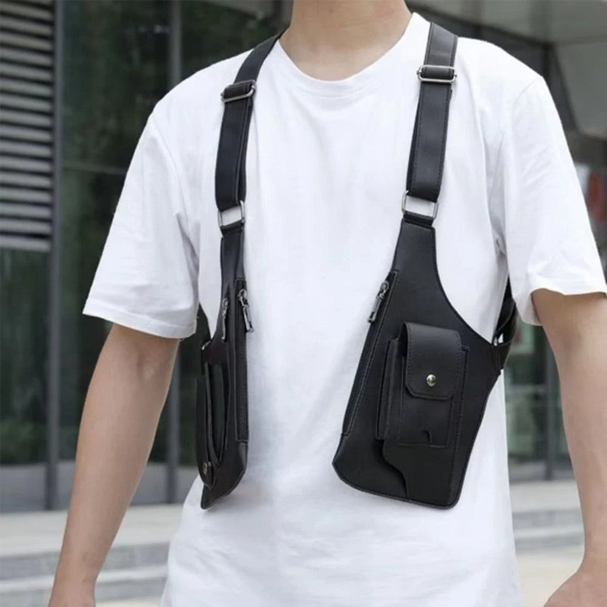 New Adjustable Anti-Theft Underarm Shoulder Bag PU Leather Wallet Holster Bag