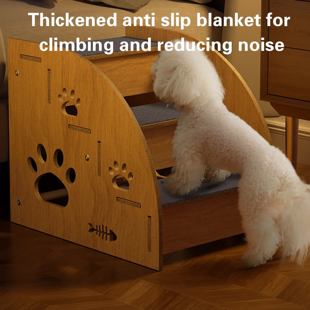 2/3 Steps Pet Ramp Wooden Dog Cat Steps Stairs Non-slip Safety Ladder For Sofa