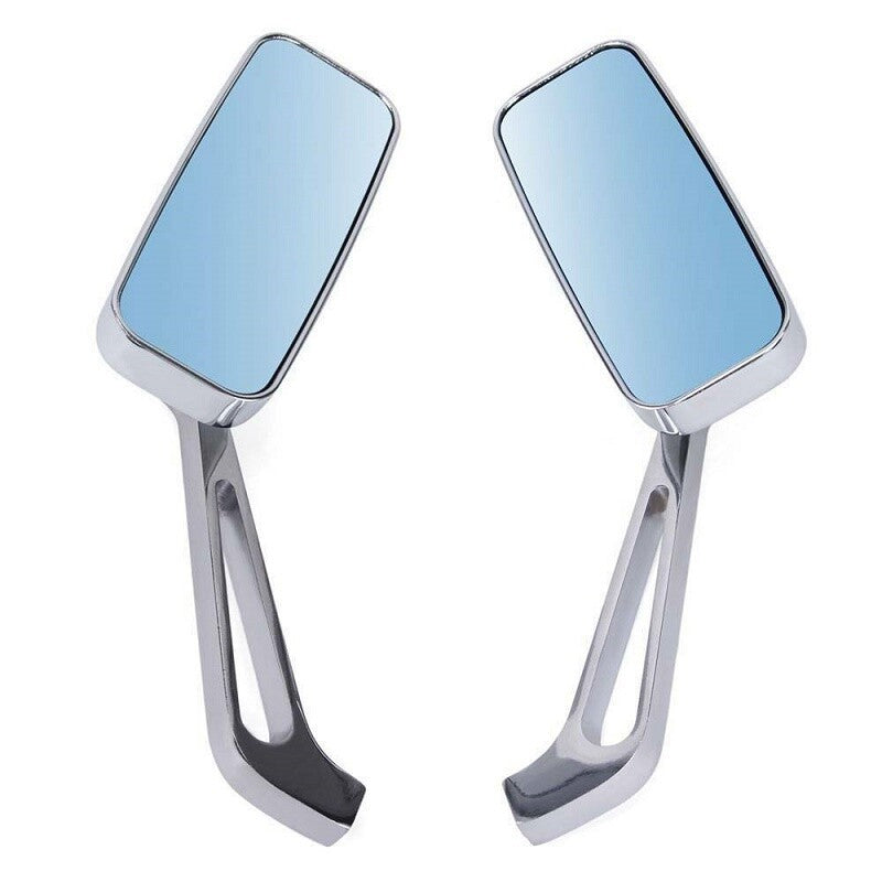 1 set of motorcycle rectangle rearview mirrors, Chrome, for Harley-Davidson