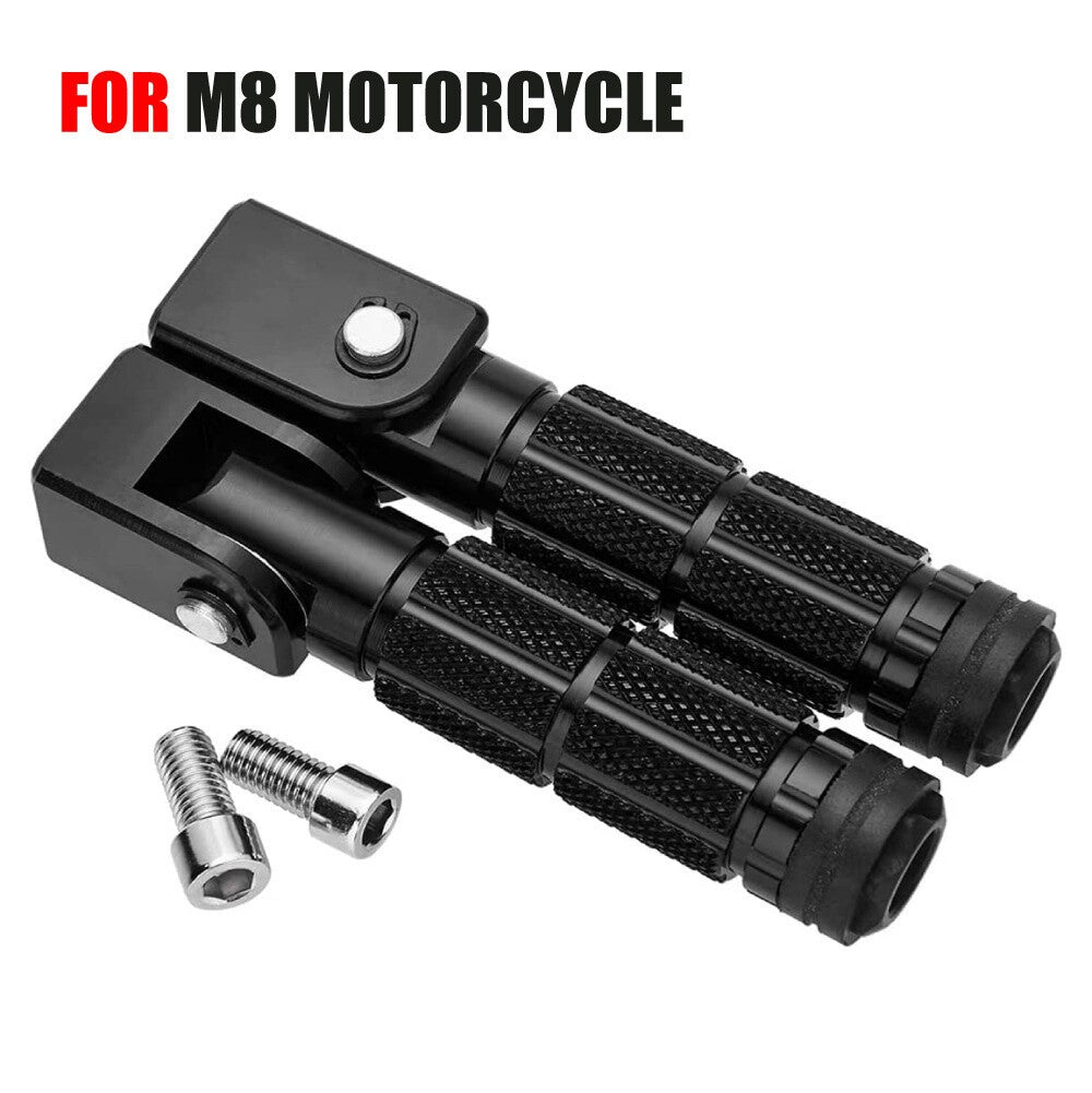 Motorcycle Rear Footpegs Footrests Foot Pegs Rests M8 Foldable Passenger Pedal