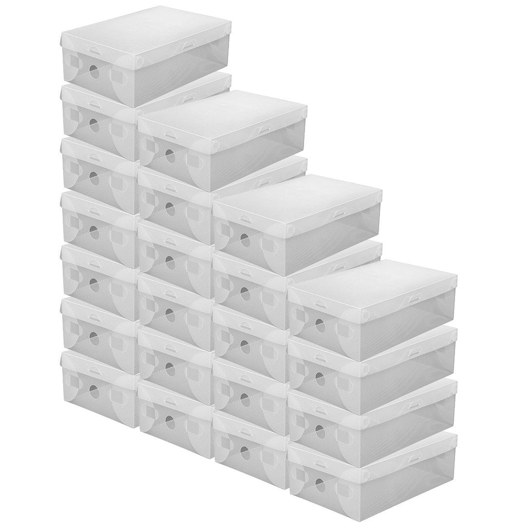 22PCS Clear Plastic Shoe Storage Boxes Stackable Foldable Durable Shoe Organiser