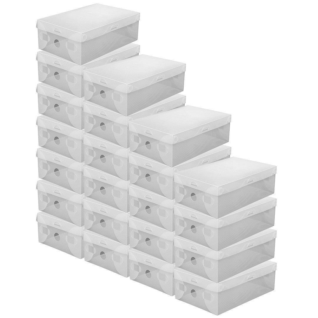 22PCS Clear Plastic Shoe Storage Boxes Stackable Foldable Durable Shoe Organiser