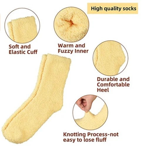 5 Pairs Women Soft Fluffy Cosy Bed Socks Warm Lounge Slipper Fleece Sock Winter