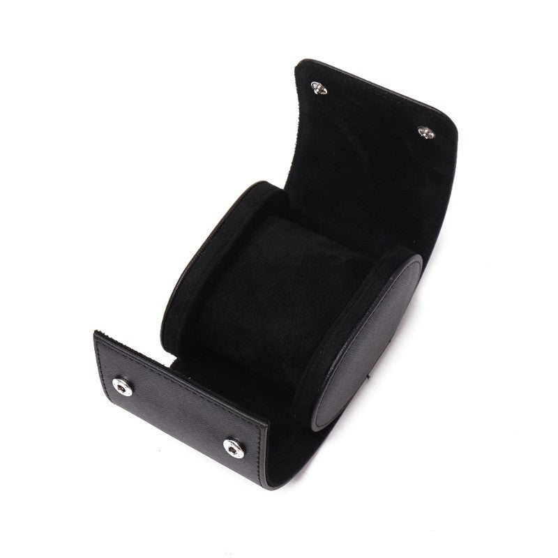 Black PU Leather Watch Storage Box Travel Single Watch for Men or Women