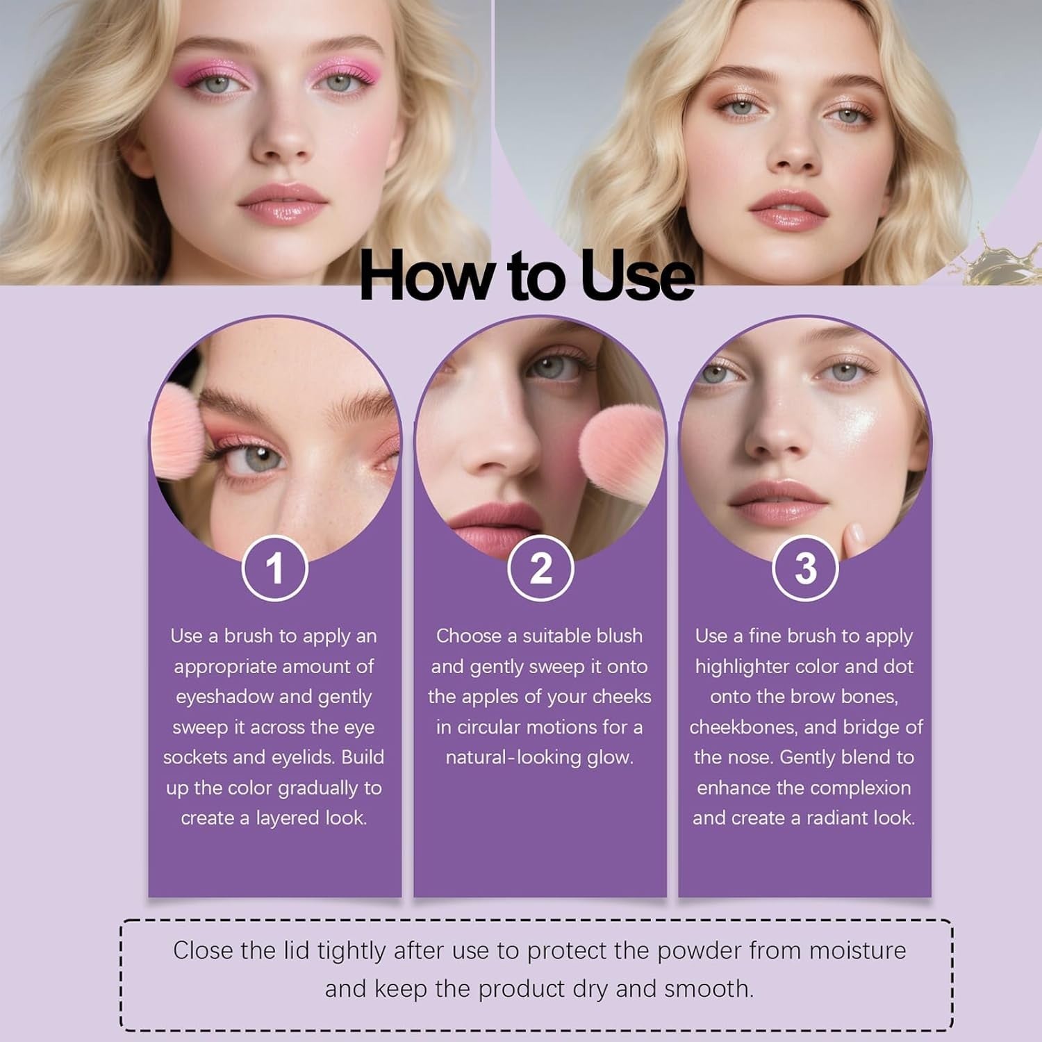 4 Shades Eye & Cheek Palette - All-in-1 Eyeshadow and Highlighter Makeup Palette