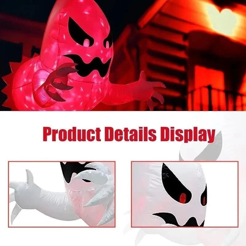 Halloween Inflatable Ghost With LED Lights Coming Out From Window Outdoor Decor