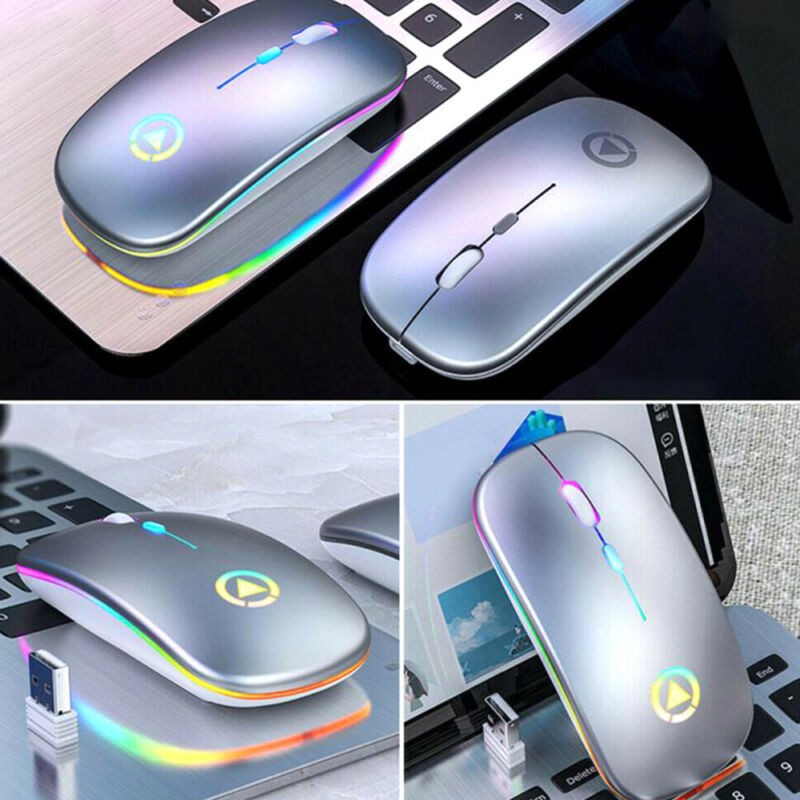 Slim Rechargeable Bluetooth/ USB Wireless RGB Mouse for Tablet PC Andoid iPad