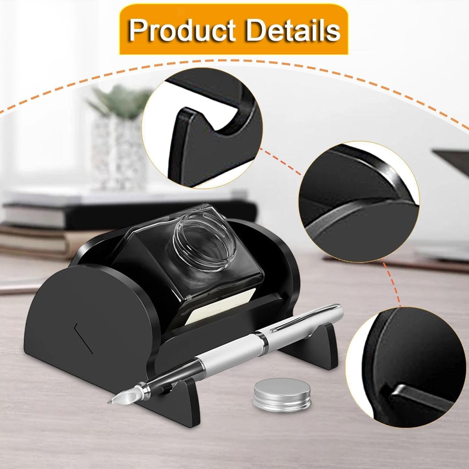 Tilting Ink Bottle Holder Multifunctional, Calligraphy Oblique Pen Holder Stand