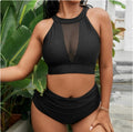 Womens Plus-Size Detachable Triangle Halter-Neck Lace-Up Bikini