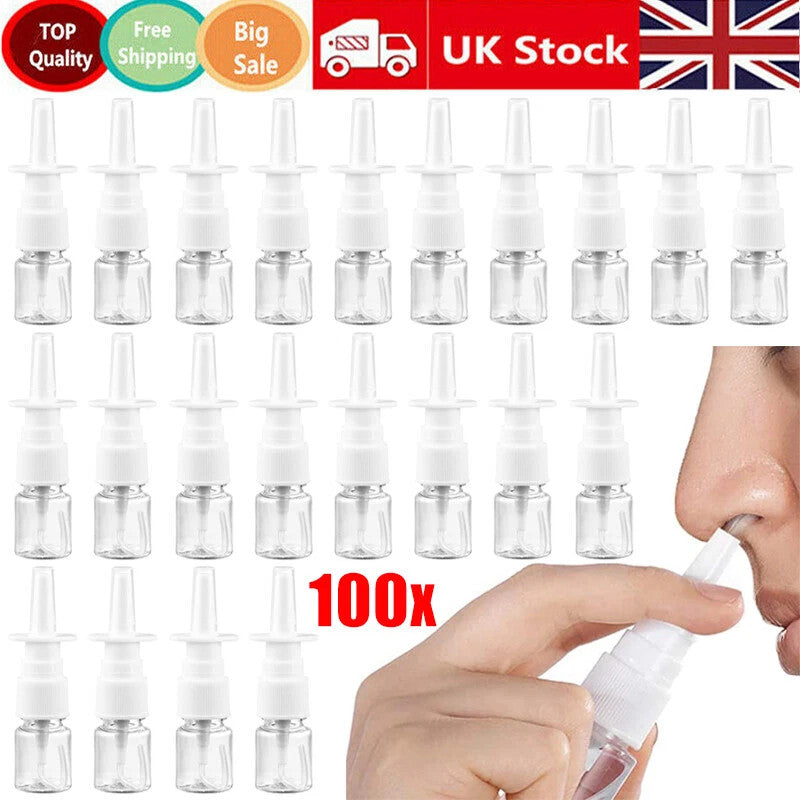 100Pcs 5ml Mini Empty Nasal Spray Bottle Clear Travel Containers for Cosmetic
