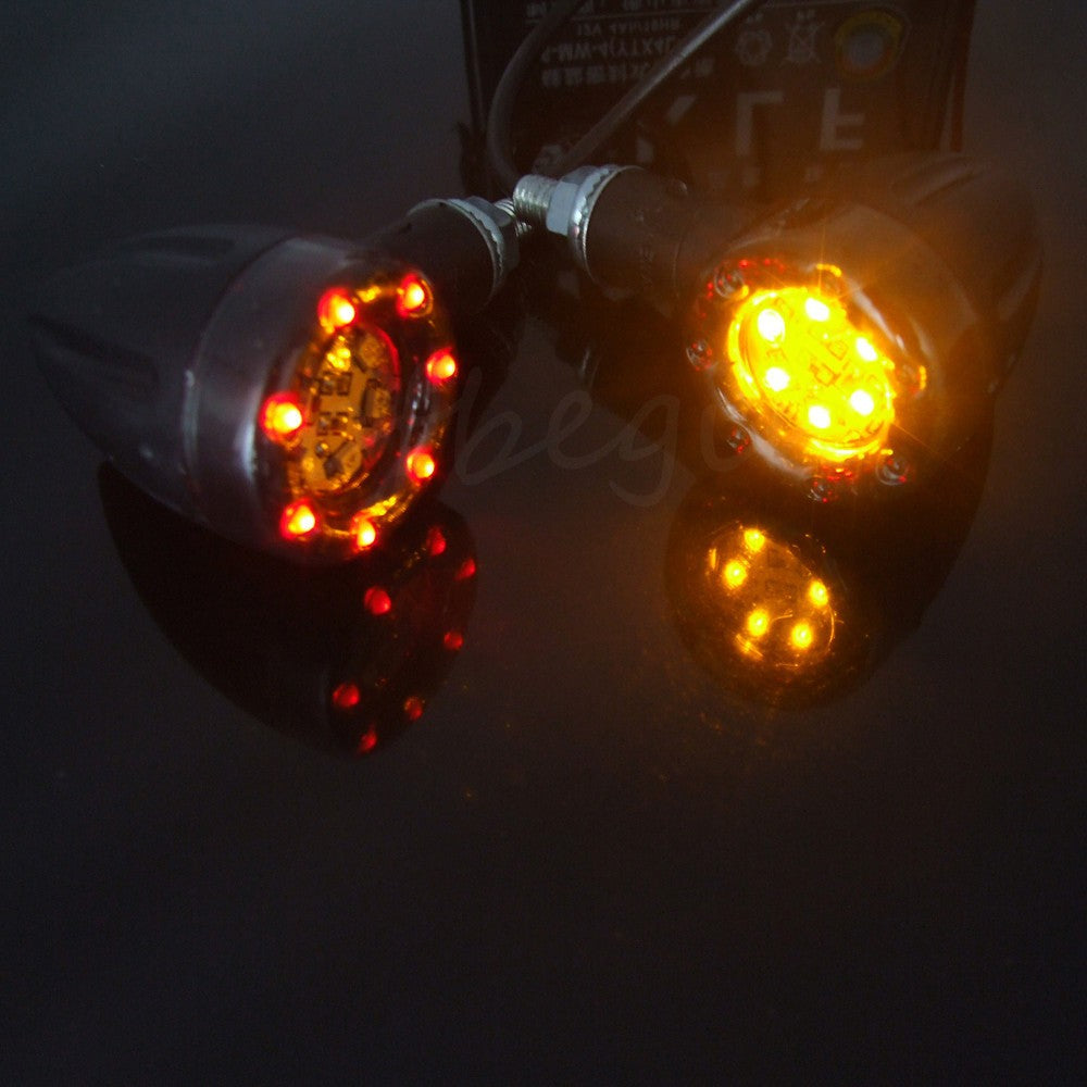 4x Universal Motorcycle LED Amber Lamp Rear Turn Signal Brake lights Indicators