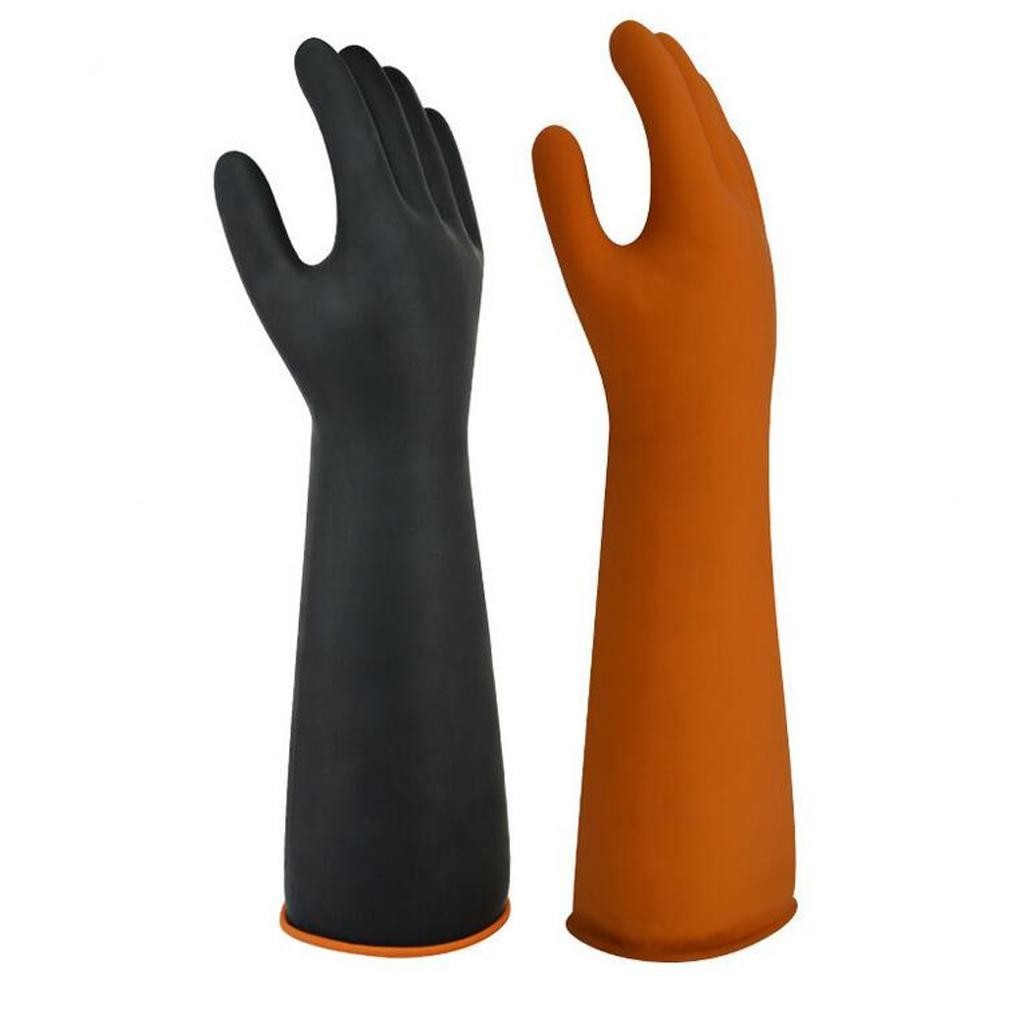 New Black Long Gloves Soft Rubber Arm Gauntlet Safety Waterproof Work Glove