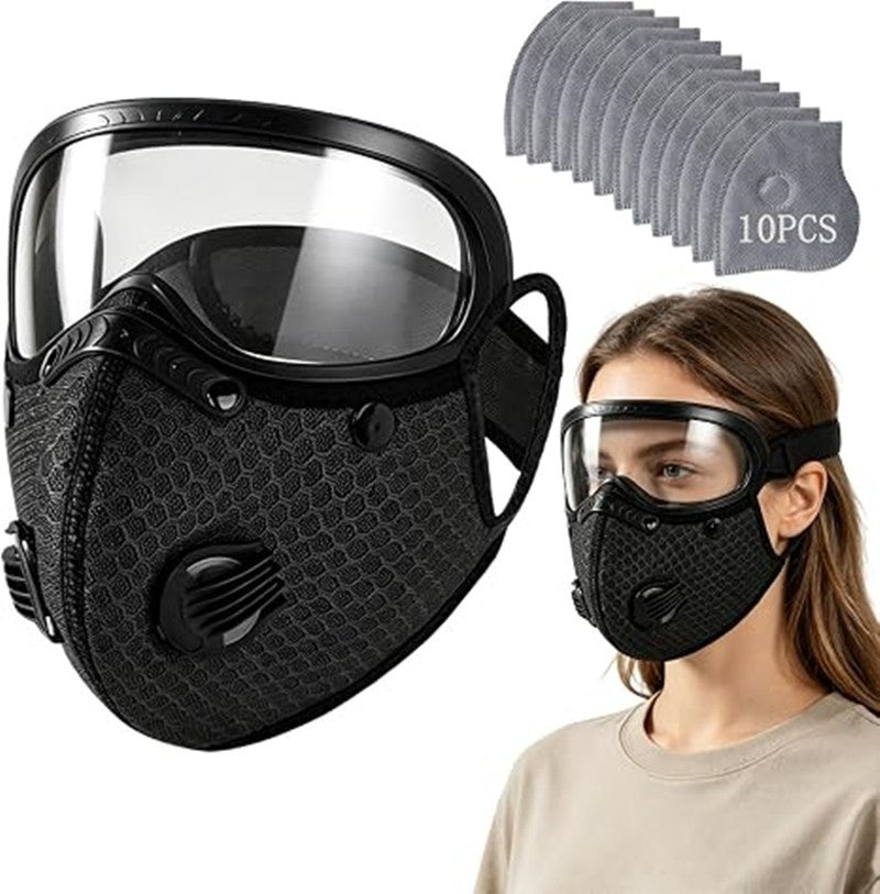 Reusable Carbon Filter Dust Mask with Adjustable Goggles, With 5-Layer Filter
