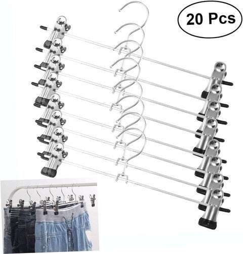 20-Strong Metal Clips Hangers Chrome Clothes Coat Trouser Skirt Non-slip Rack