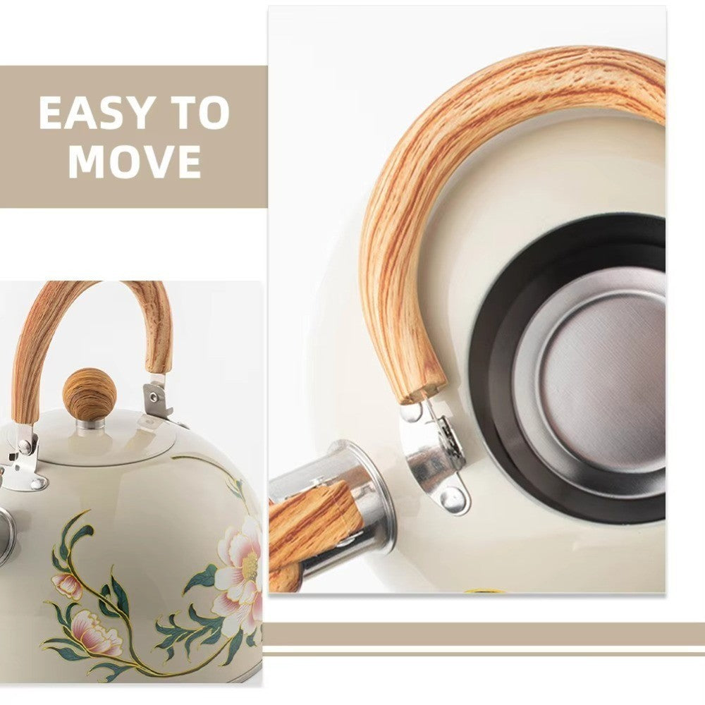 3L Stainless Steel Whistling Kettle Teapot Gas Induction Cooker Compatible