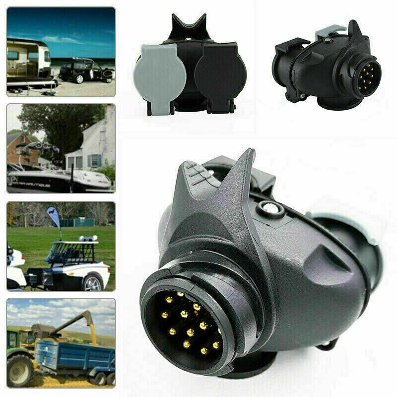 13 Pin to Twin 7 Pin Trailer Board Extension Adaptor Socket Plug Caravan Towing