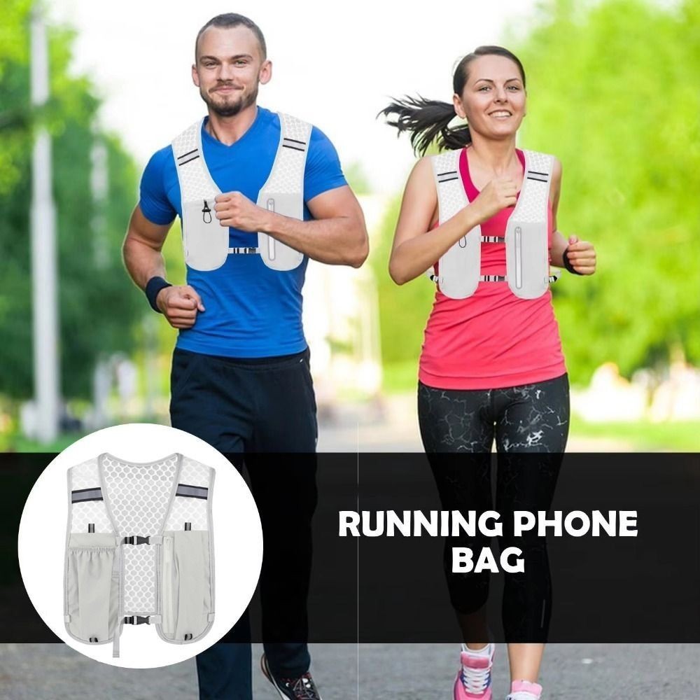 Light Weight Running Vest With Phone Holder Reflective Outdoor Cycling Hiking
