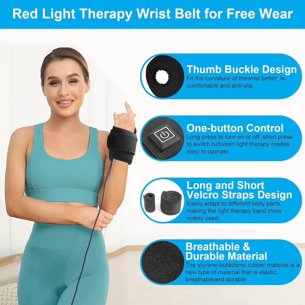 Cordless Hand Wrist Heating Wrap Red Light Therapy for Carpal Tunnel Relief Pain