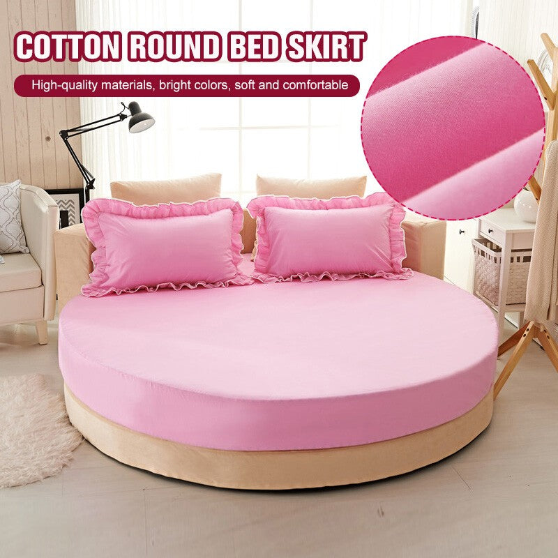 Round Bed Sheet Cotton Solid Colors Fitted Thickened Non Slip Mattress Protector