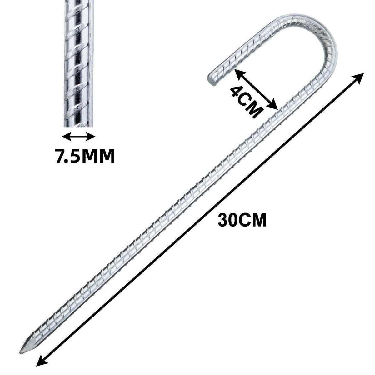 10Pcs 12" Heavy Duty Galvanised Steel J Shaped Ground Stakes Gazebo Tent Pegs