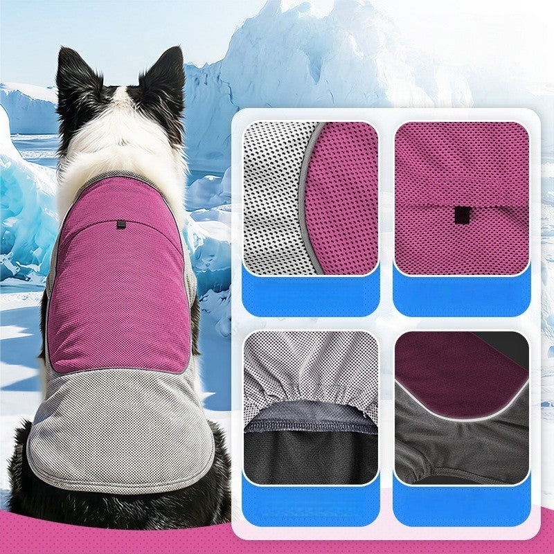 PET DOG CAT COOLING COAT  SUMMER COOL VEST Reflective Pocket can place ice pack