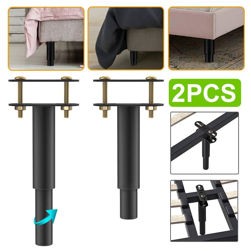 2X Bed Legs Adjustable Retractable Heavy Duty Bed Center Frame Support Feet Leg