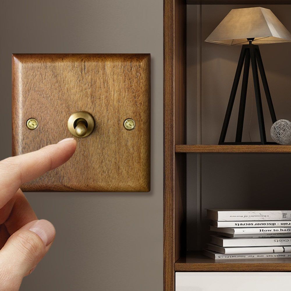 1PC Black Walnut Light Switch Wood Home Wall Lamp Brass Toggle Switch