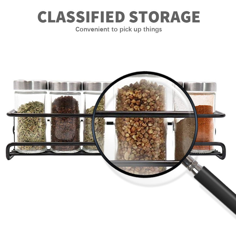 2PCS Spice Herb Jar Rack Holder For Kitchen Door Cupboard Storage Wall Mounted