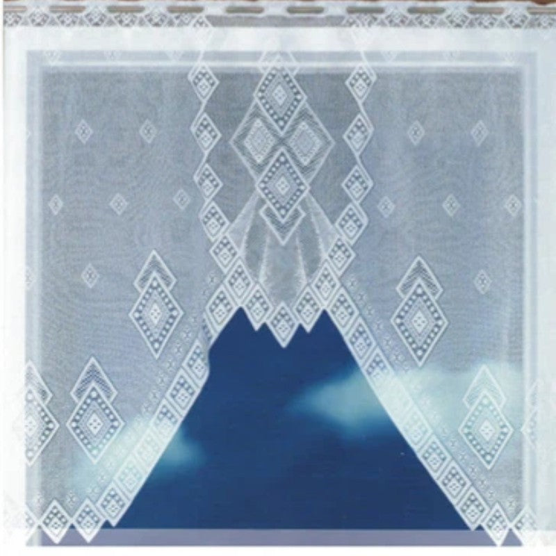 White Translucent Coffee Curtain Warp Knitted Kitchen Lace Tulle 150x120cm
