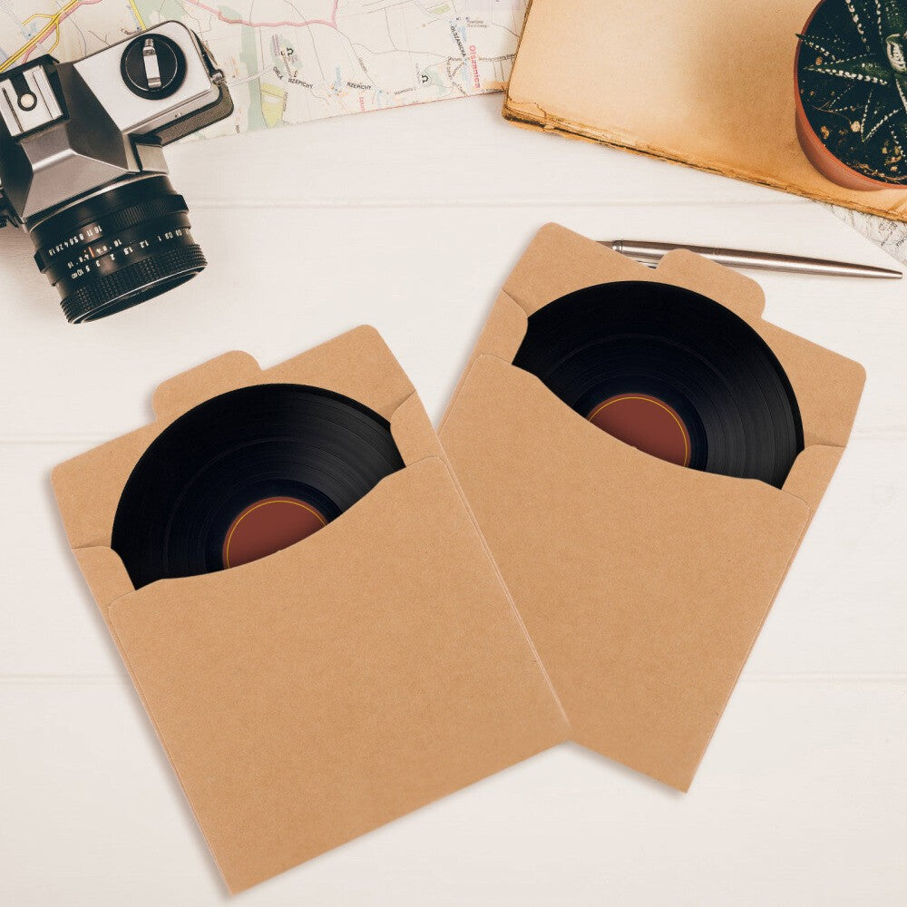 50 Pcs CD DVD Sleeves Brown Kraft Paper DVD Envelopes,Cardboard Envelopes