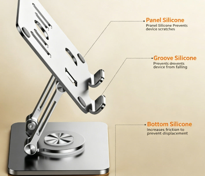 Adjustable Height-and-Angle Aluminum Laptop Stand Cooling Ventilated