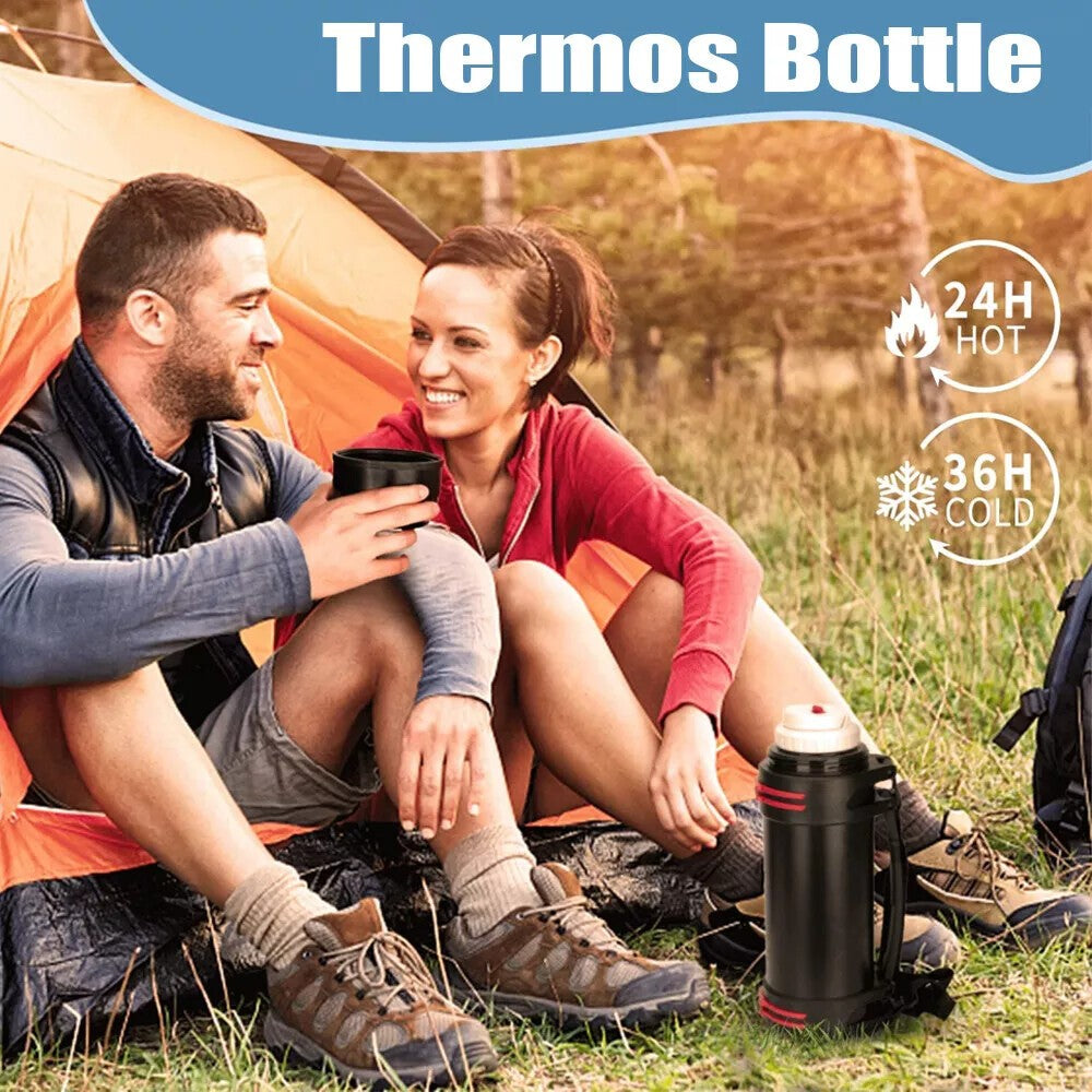 2L Thermos Flask Stainless Unbreakable Vacuum Handle Drinks Bottle Leak-Proof UK