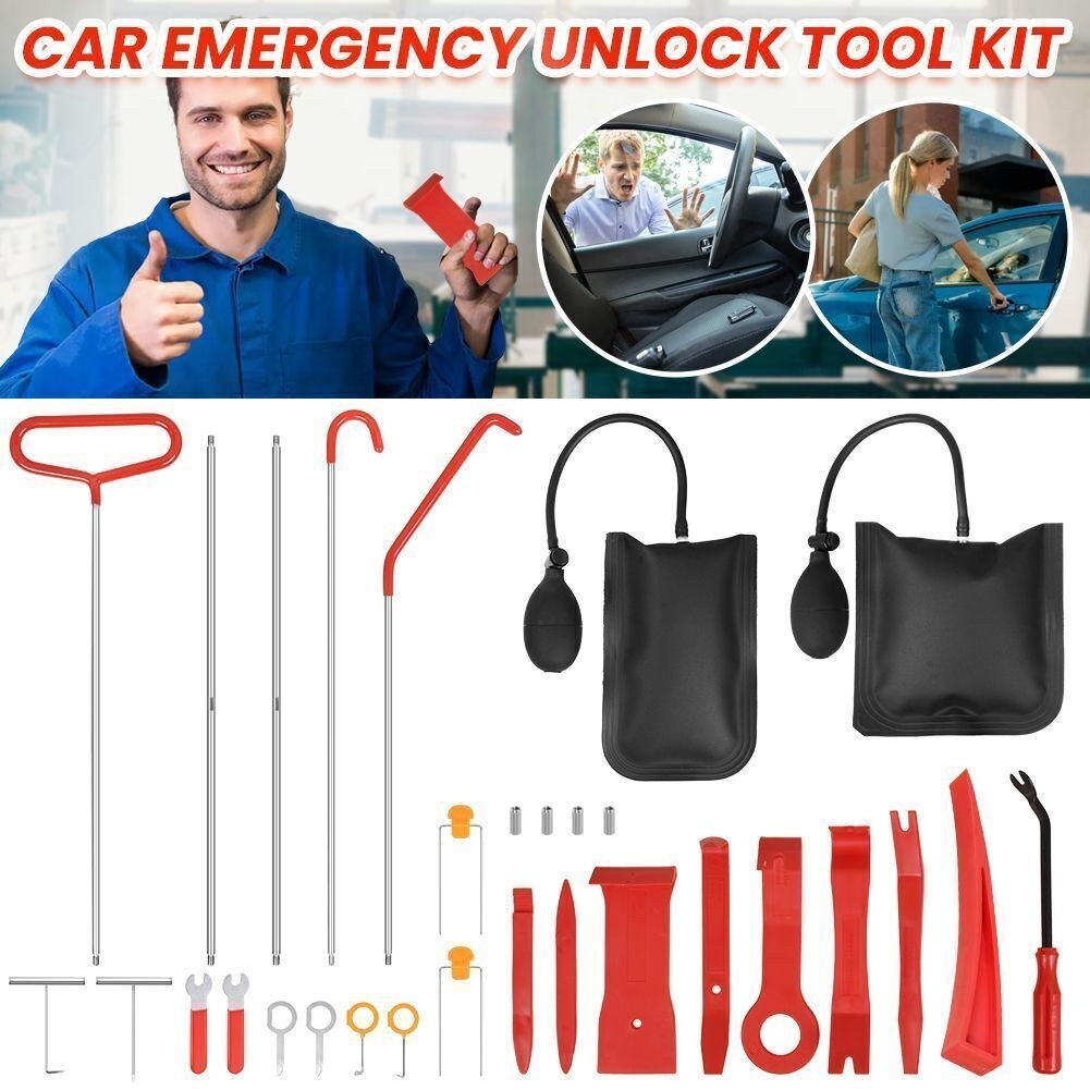 31PCS Car Door Unlock Tool Kit Air Wedge Pump Lockout Emergency Auto Bag Garage