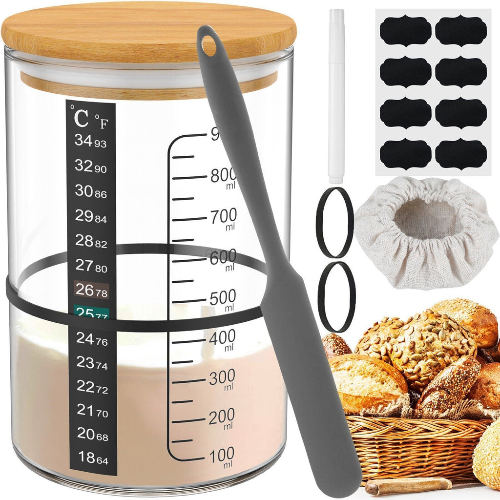 9Pcs Sourdough Starter Jar Kit 900ML Large Capacity Sourdough Starter