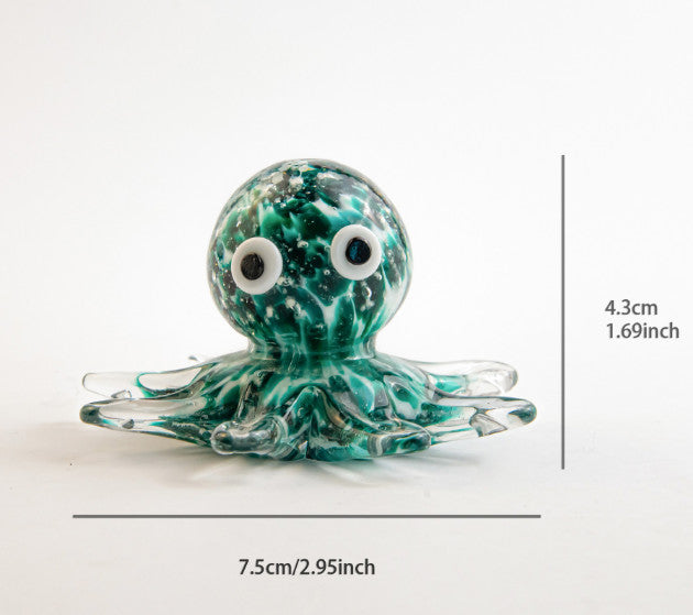 Hand-Blown Glass Octopus Figurine Tabletop Decoration Ornament