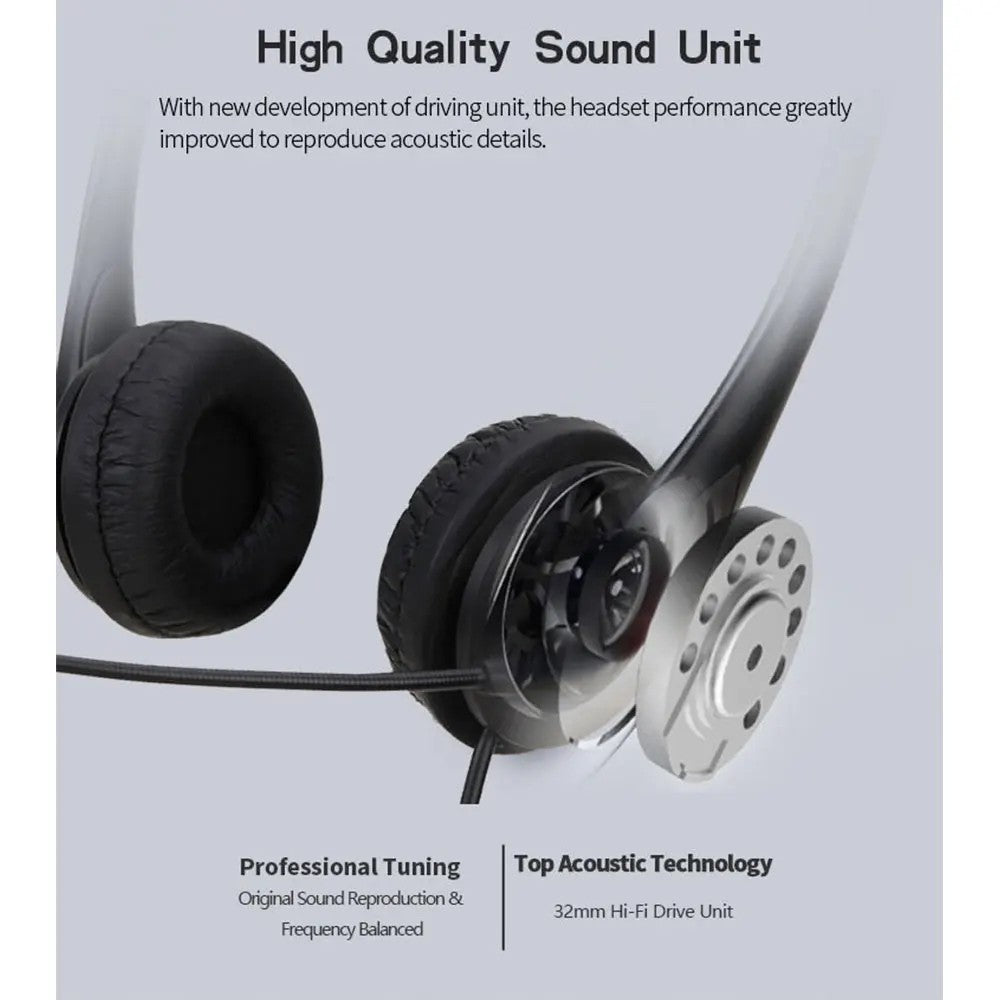 USB/3.5mm Wired PC Headset with Noise Cancelling Microphone