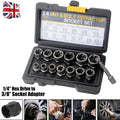 3/8" Locking Wheel Nut Remover Tool Set Stud Bolt Impact Twist Socket Extractor
