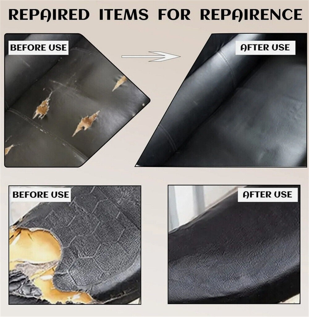 Leather Vinyl Repair Kit Black Filler Restore Car Seat Couch Sofa Bus Patch Tape