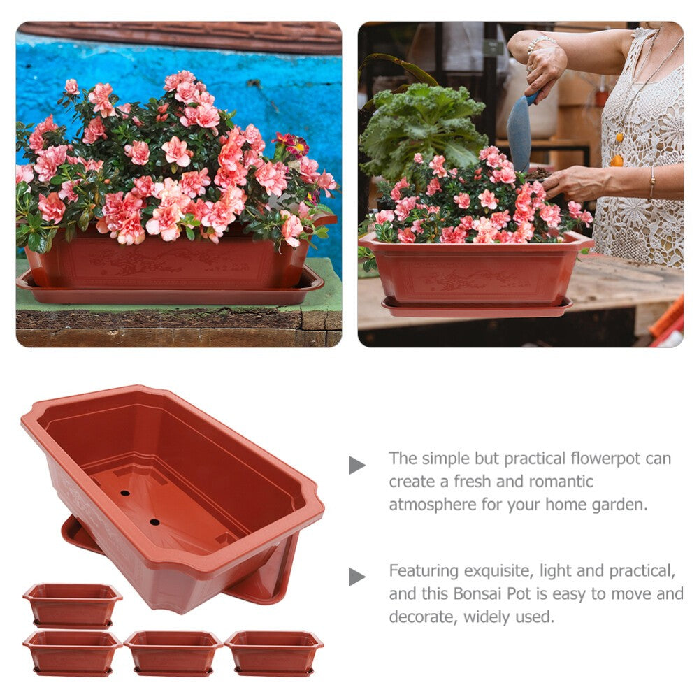 5 Sets of Bonsai Pot Large Size Flowerpot Bonsai Cultivation Pot with Tray H