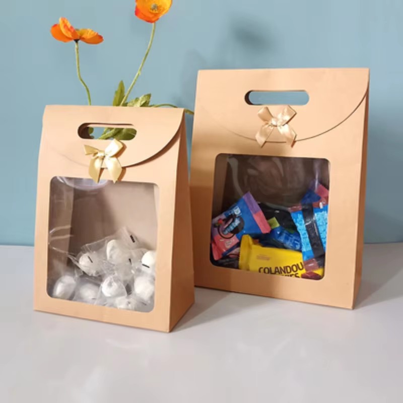 10Pcs Wholesale Cardboard Gift Bag with Windown Paper Cake Box Packing Supplies