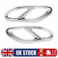 2PC Silver Exhaust Pipe Tip Trim Cover For Mercedes Benz C Class W205 2015-2021