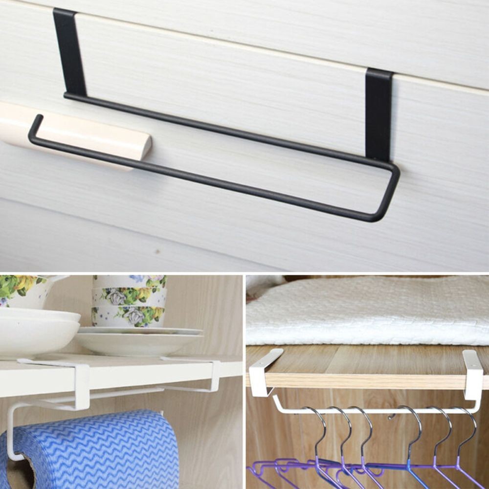 Kitchen Under Cupboard Shelf Toilet Paper Towel Rolls Holder Hanger Storage Rack