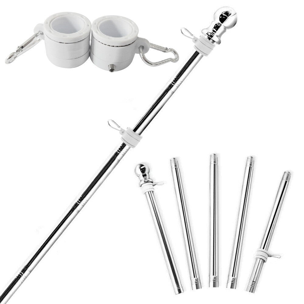 Heavy Duty Adjustable Flag Pole Kit 6FT, Stainless with Free Rings & Outdoor