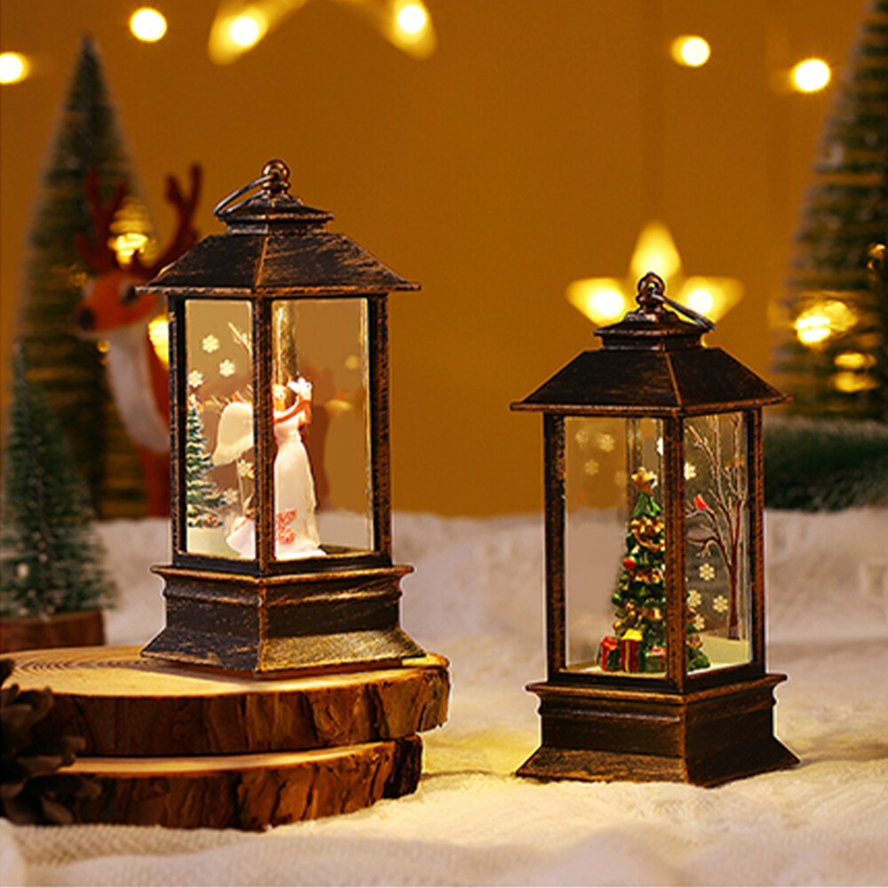 Christmas Snow Globe Lantern LED Light Santa Hanging Night Lamp UK