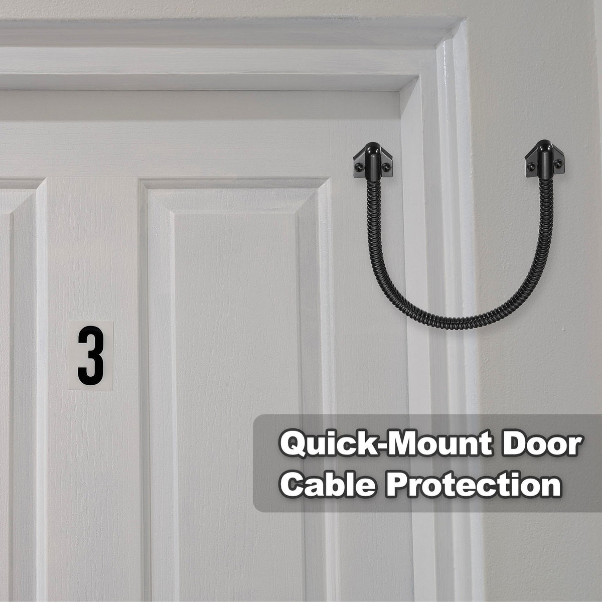 3Pcs Armored Door Loop 16" Fit 6mm Wire Metal Door Power Transfer, Black