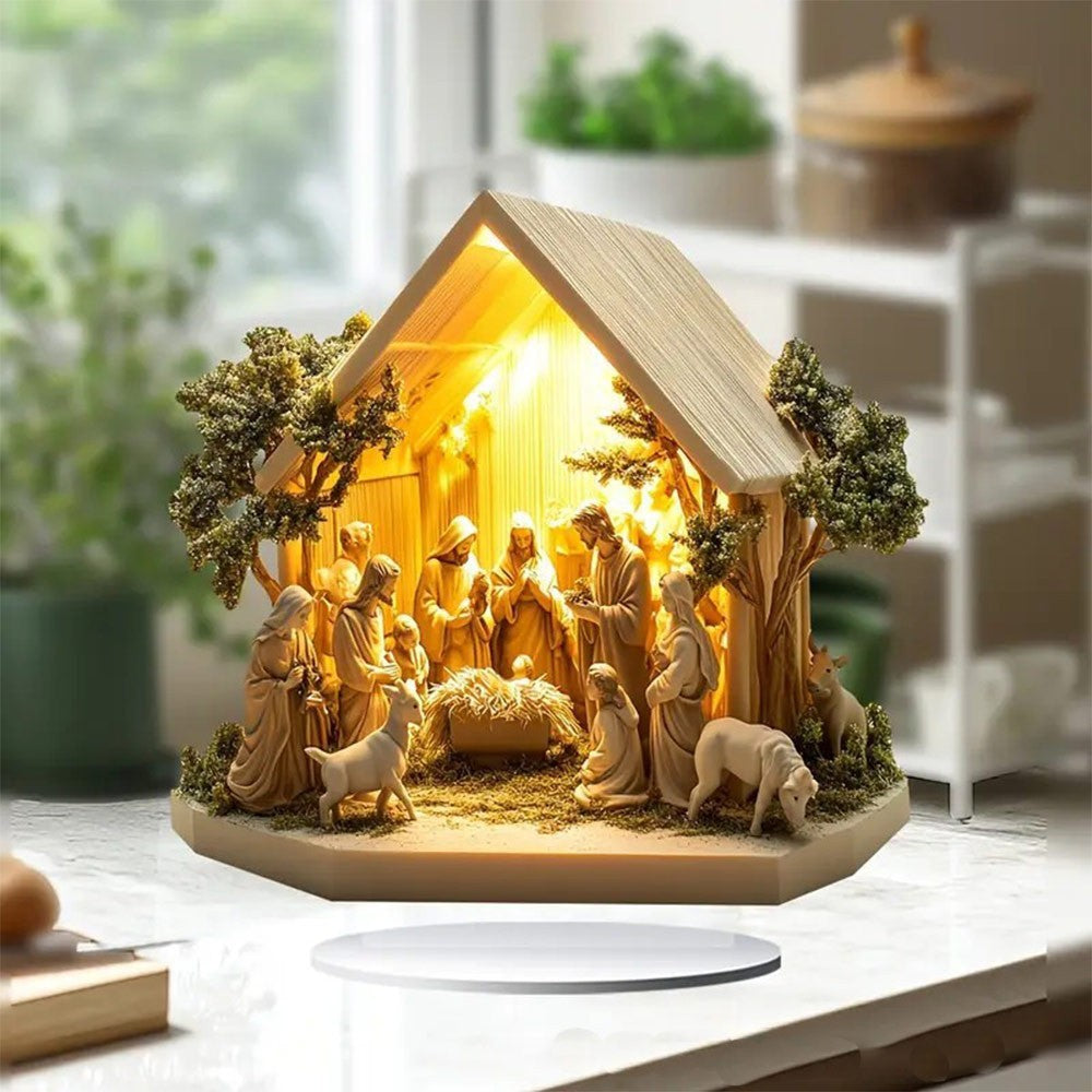 Christmas Nativity Scene Figurine Home Decor Desktop Acrylic Table Ornament UK