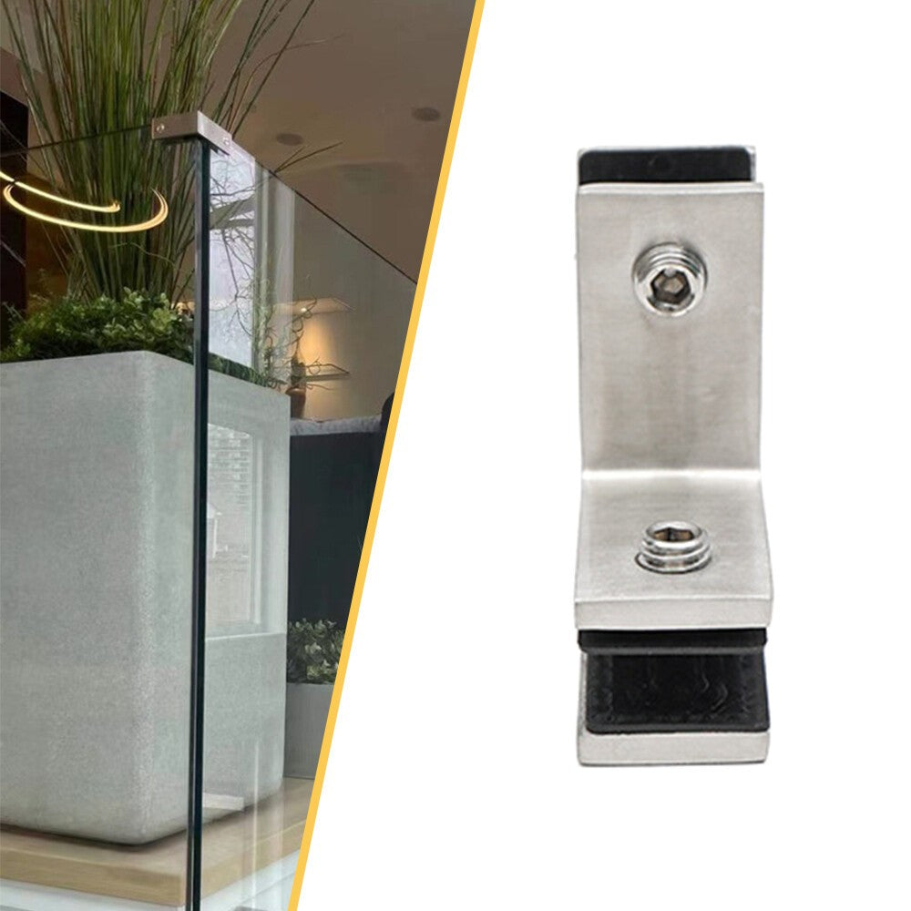 2XStainless Steel 90 Degree Glass Balustrade Stiffener / Clamp 10-12mm - Duplex