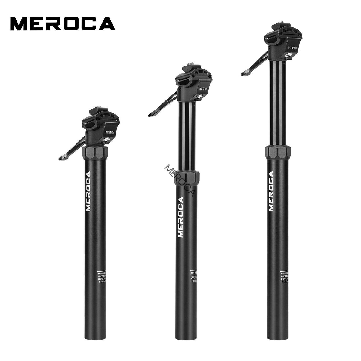 MEROCA MTB Dropper Seatpost Mountain Bike Hydraulic Post Underseat Control 125mm