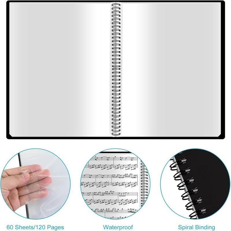A4 Music Folder 60 Pages, Sheet Storage Bag, Piano Score, Choral Document Holder