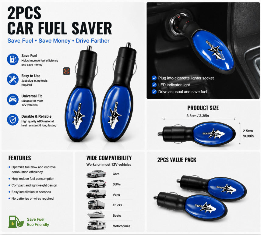 2PCS Car Fuel Saver Device Fuel Saving Economizer Petrol Diesel Gas Saver